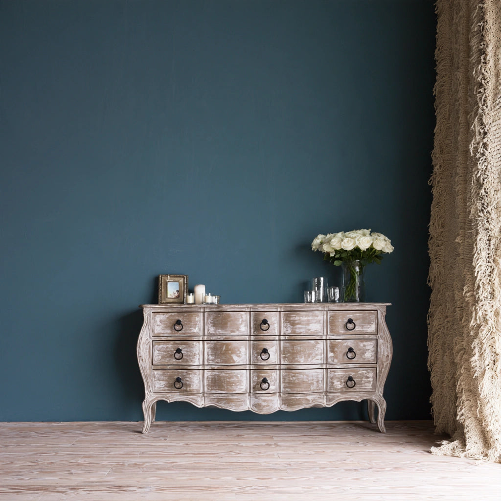 Ladekast van hout, kleur zwart en lichtbruin