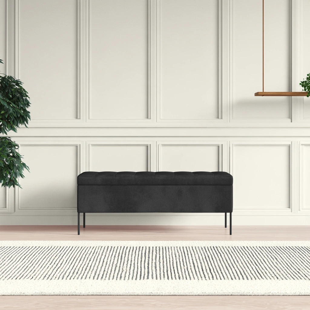 Opbergbank met stoffen bekleding, kleur zwart