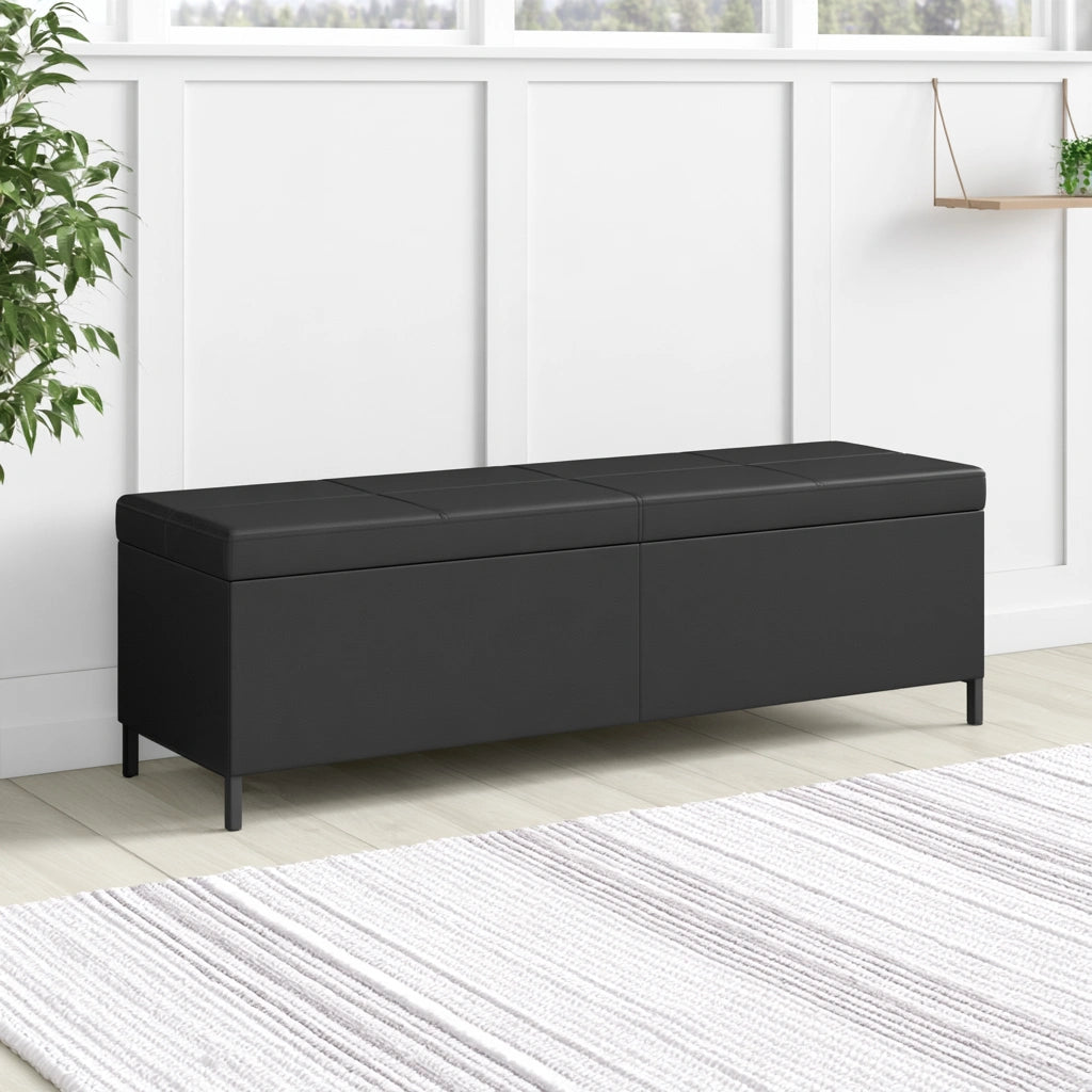 Opbergbank met stoffen bekleding, kleur zwart