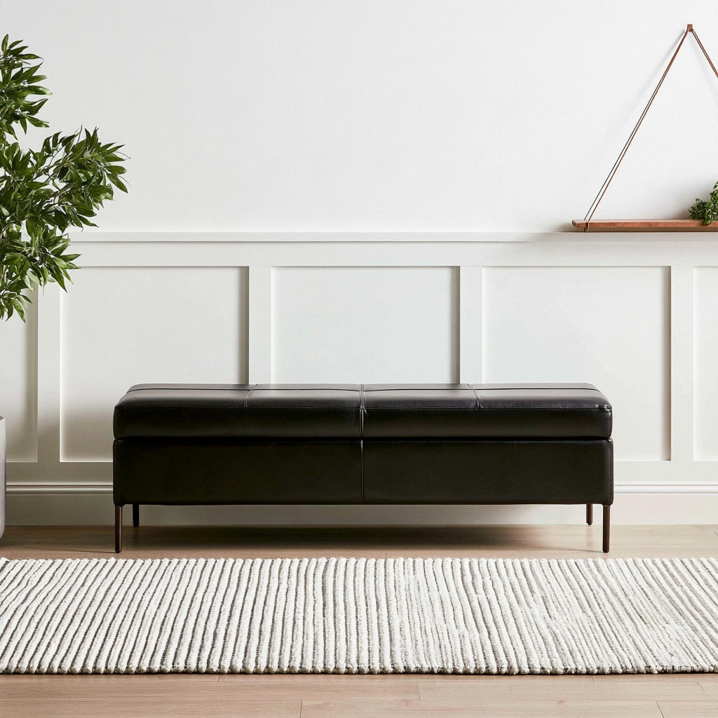 Opbergbank met stoffen bekleding, kleur zwart